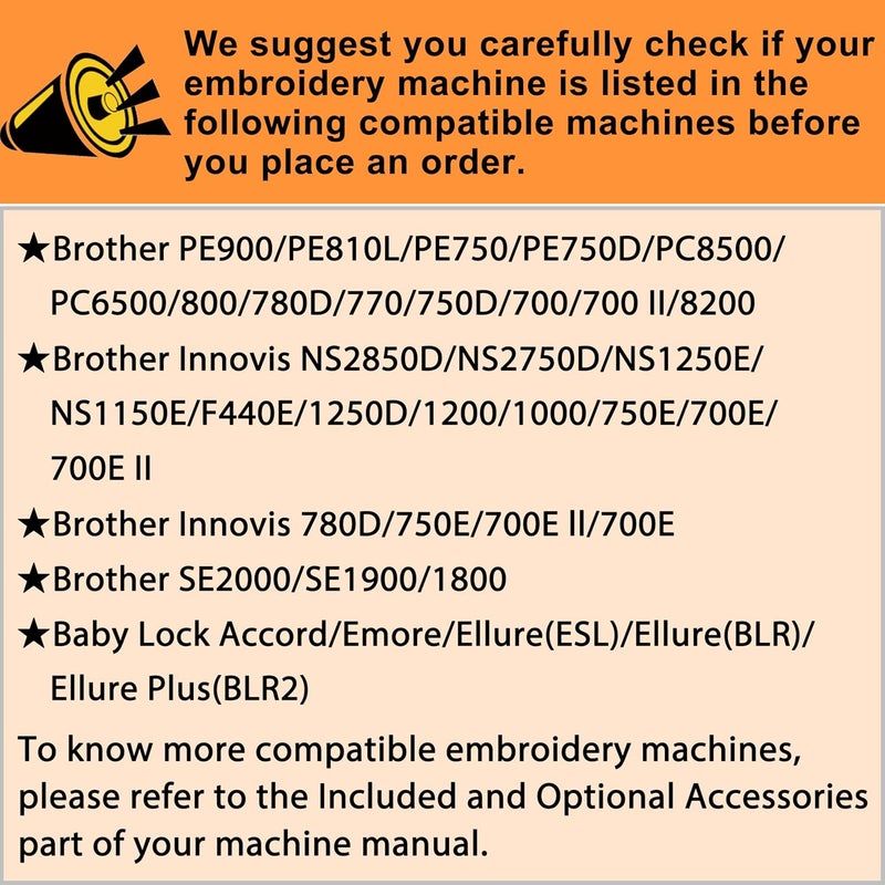 New brothread Embroidery Machine Hoop 4 in 1 Set(SA442+SA443+SA444+SA445) Compatible with Brother PE900 SE2000 PE800 SE1900 SE1950 PE780D 770 700 750D SE1800 Innovis1250D Babylock Accord Emore Ellure - Image 4